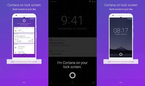 Microsoft’un sanal asistanı Cortana Android’in kilit ekranında
