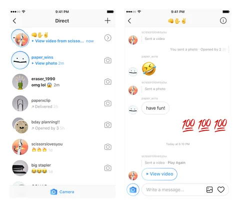 Instagram Direct’te kalıcı ve geçici mesajlar bir arada gösteriliyor