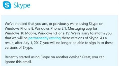 Skype Windows Phone uygulamalarının fişini çekmeye devam ediyor