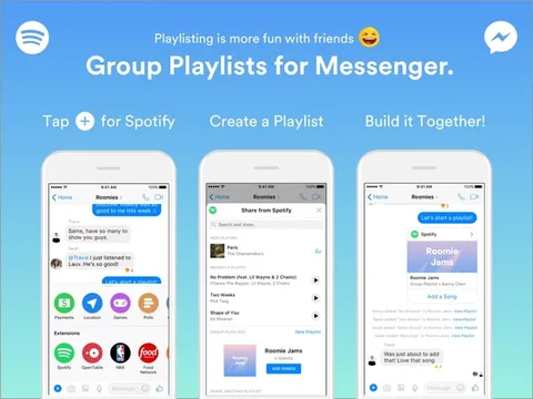Spotify Facebook Messenger için “Grup Çalma Listeleri” özelliğini duyurdu