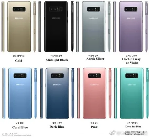 Galaxy Note 8 tam 8 farklı renk seçeneğiyle geliyor