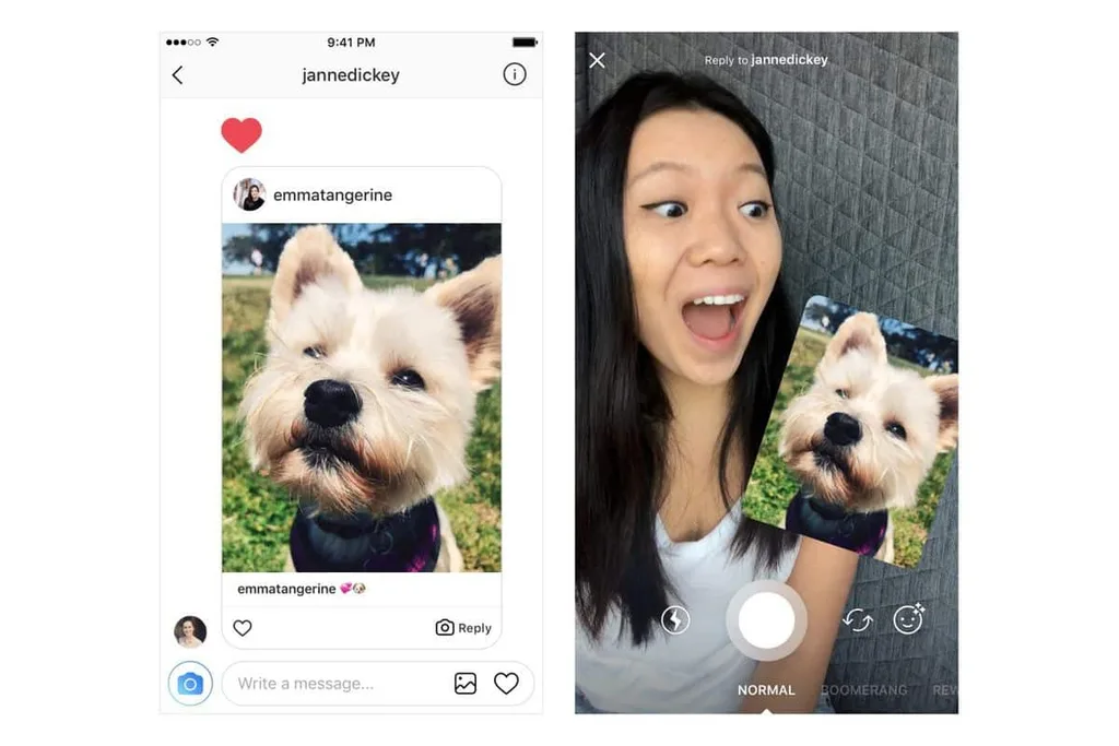 Instagram mesaj yoluyla yanıt verilen fotoğrafları çıkartmaya dönüştürüyor