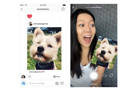 Instagram mesaj yoluyla yanıt verilen fotoğrafları çıkartmaya dönüştürüyor