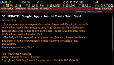 Dow Jones yalan haber ile Apple’ı Google’a sattı