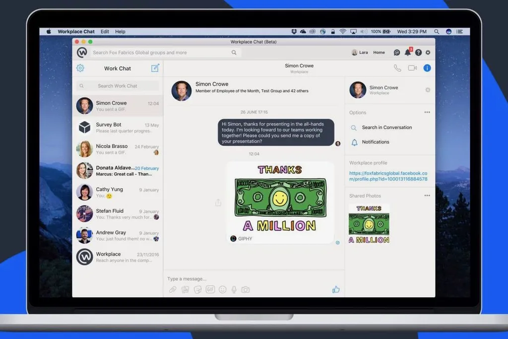 Facebook Workplace Chat servisinin masaüstü uygulamalarını yayınladı