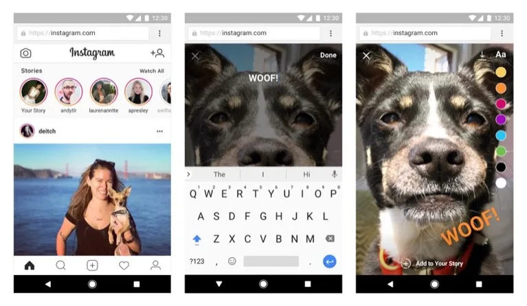 Instagram mobil web sitesi üzerinden hikaye paylaşımına izin veriyor