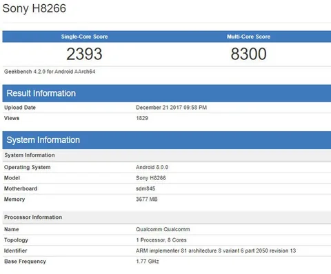 Sony H8266 da Qualcomm Snapdragon 845 ile gelebilir