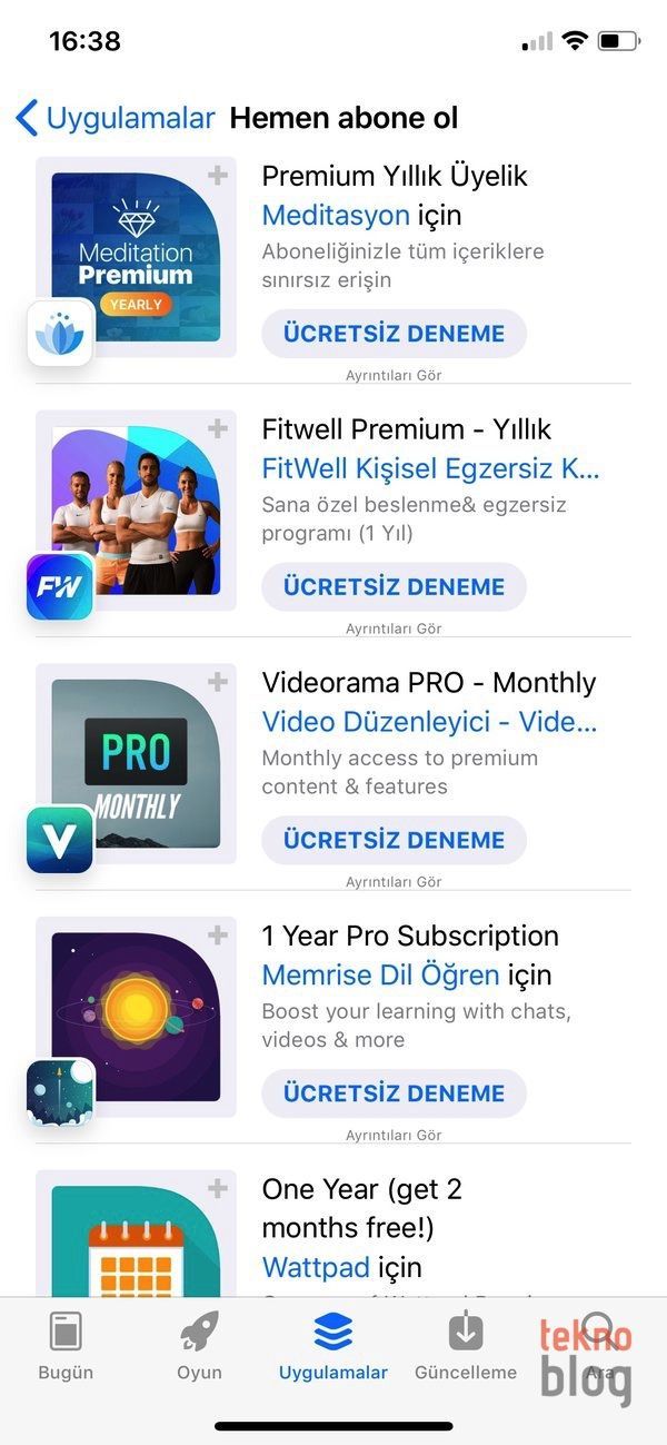 App Store’da ücretsiz deneme imkanı sunan uygulamalar öne çıkarılıyor