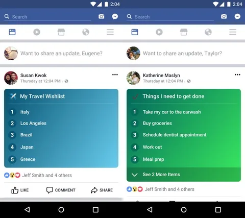 Facebook Listeler özelliğiyle yeni bir durum güncellemesi seçeneği sunuyor