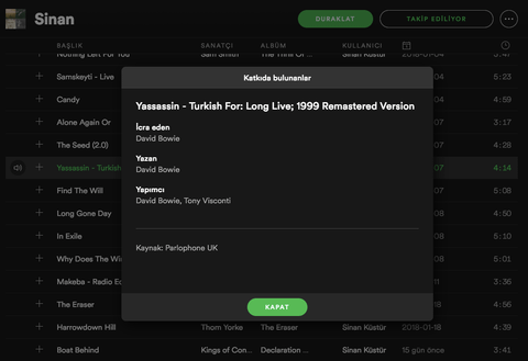 Spotify artık şarkıların söz yazarlarını, bestecilerini ve aranjörlerini gösteriyor
