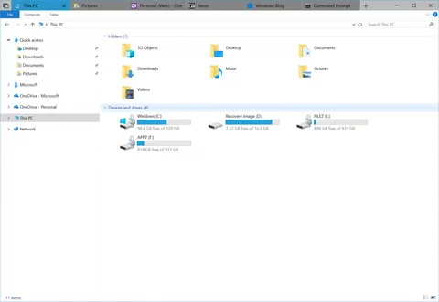 Windows 10’un Dosya Gezgini sekme desteğini test etme fırsatı sunuyor