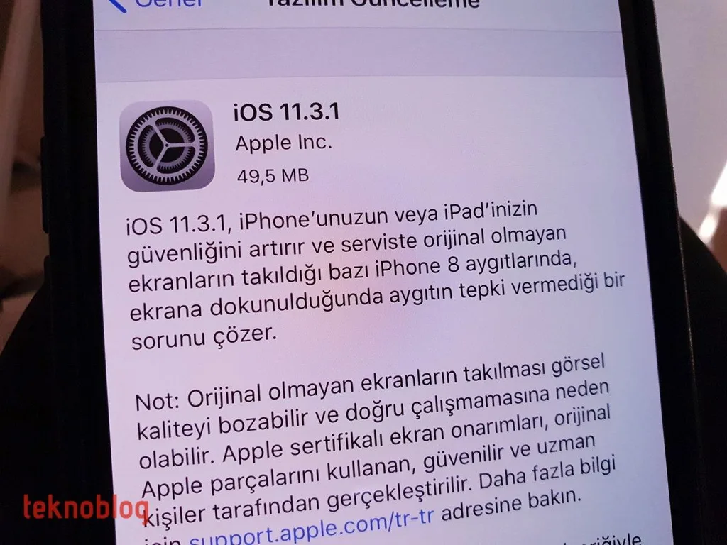 Apple iOS 11.3.1 ile birlikte orijinal olmayan ekranlardaki sorunu çözüyor