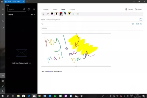 Windows 10 Mail uygulamasına ekran kalemi desteği ekleniyor