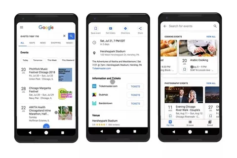 Google arama sonuçları içinde ilgi alanlarına göre etkinlik önerecek