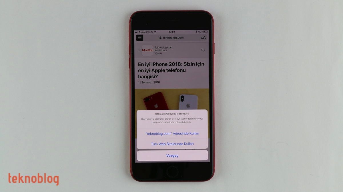 safari ios otomatik okuyucu görüntüsü