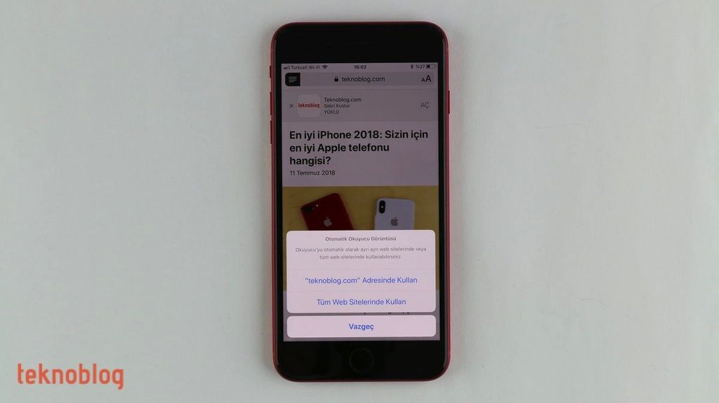 safari ios otomatik okuyucu görüntüsü