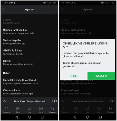 Spotify’ın önbelleğini silmek indirilen parçaları kaldırmıyor
