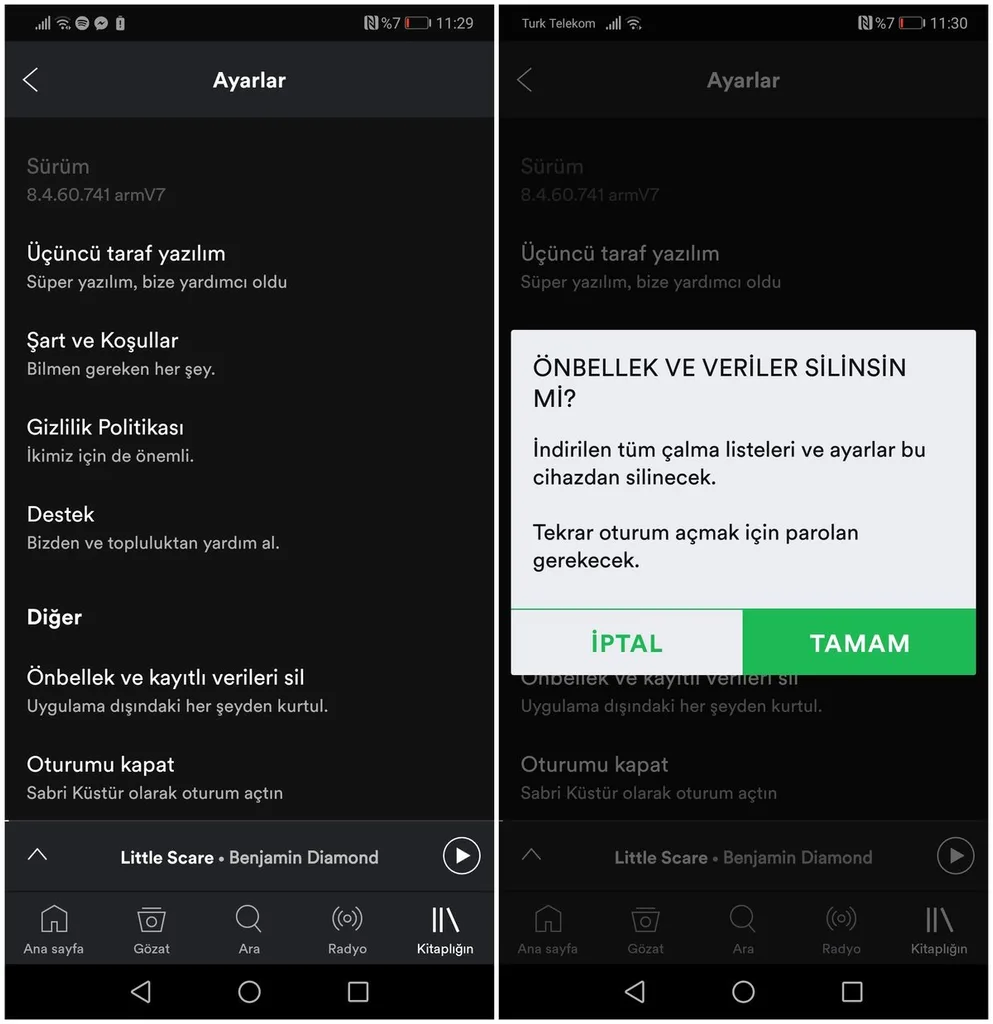 Spotify’ın önbelleğini silmek indirilen parçaları kaldırmıyor