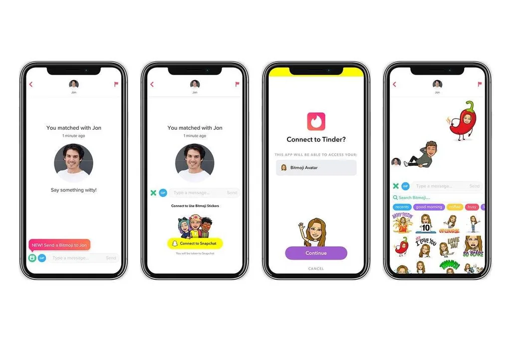 Tinder kullanıcıları birbirlerine Bitmoji’lerini gönderebilirler
