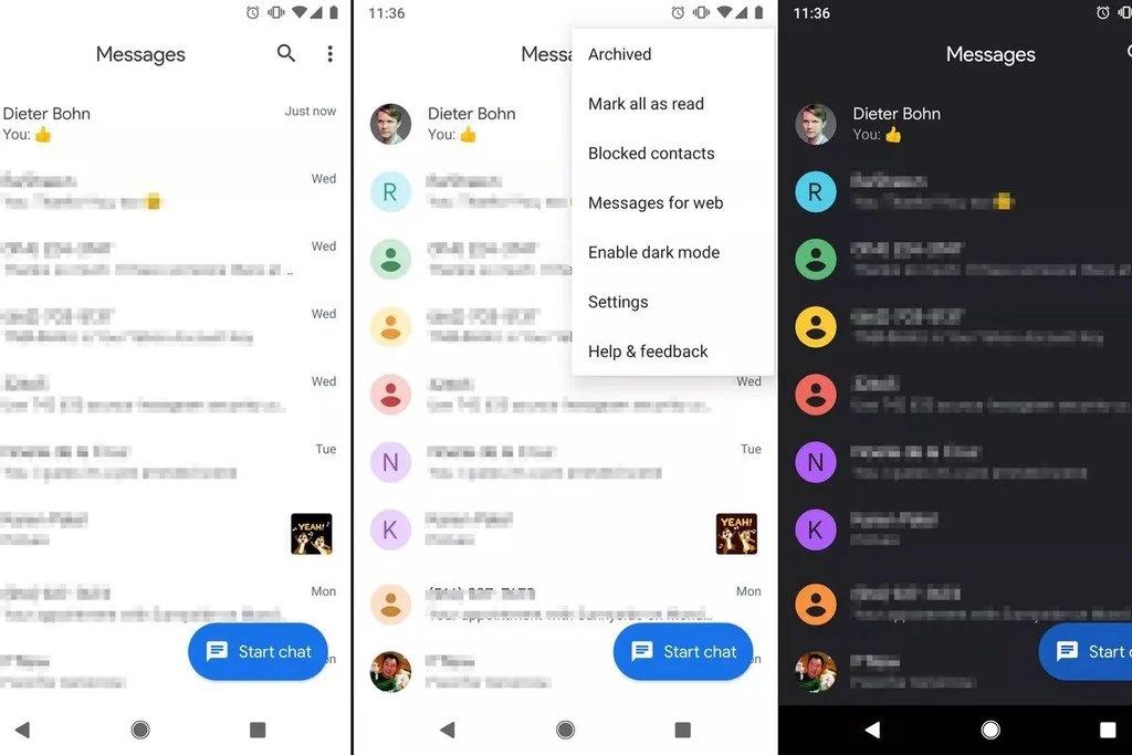 Koyu renk modu Android Mesajlar’a geri dönecek
