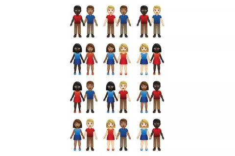 Çift emojileri için farklı cinsiyet ve cilt tonu birleşimi kullanılacak