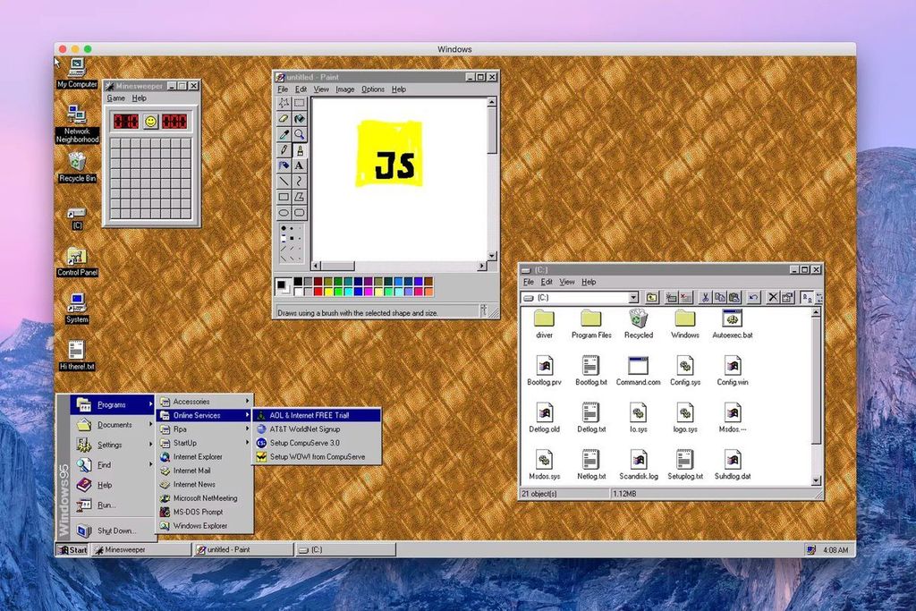 windows 95 uygulama