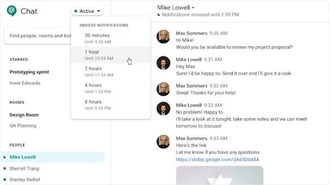 Google Hangouts Chat bildirimlerini ertelemeyi mümkün kılıyor