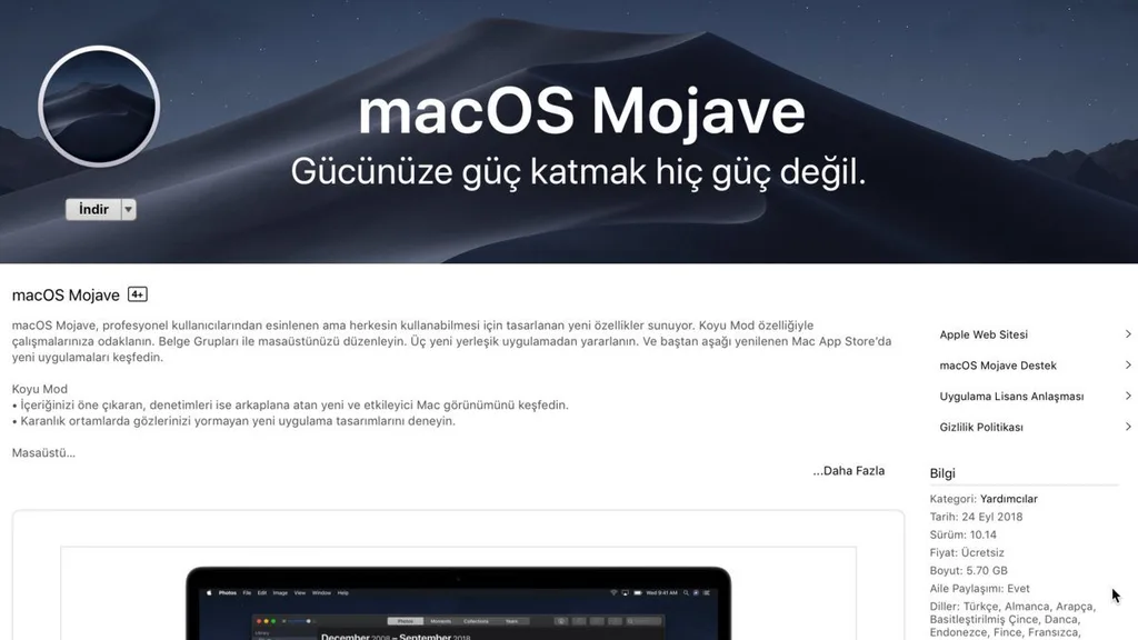 macOS Mojave yayınlandı, ücretsiz indirebilirsiniz