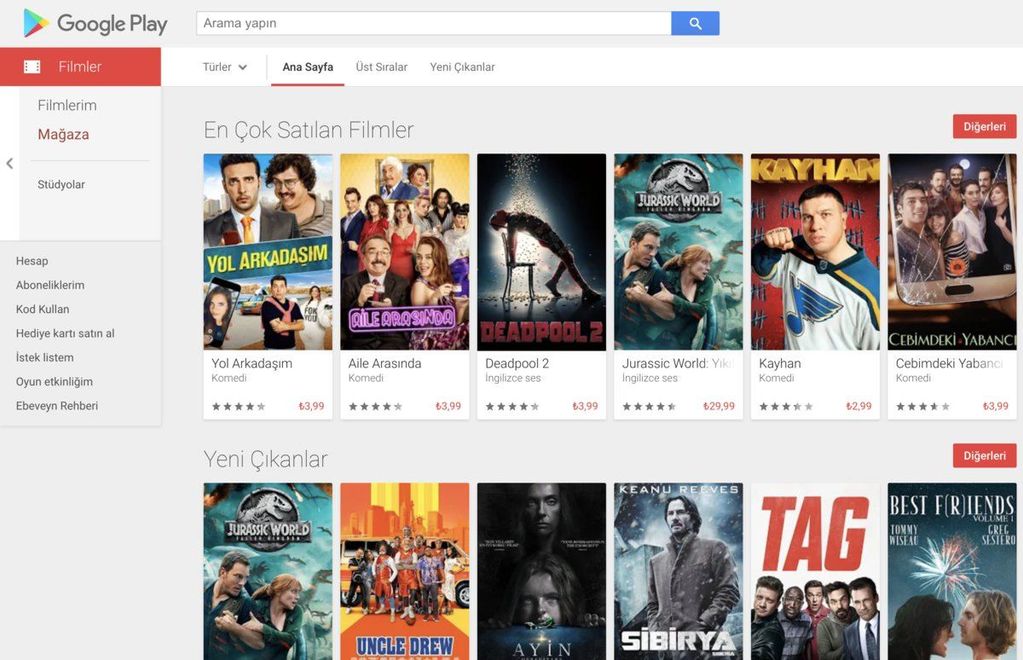 google play filmler
