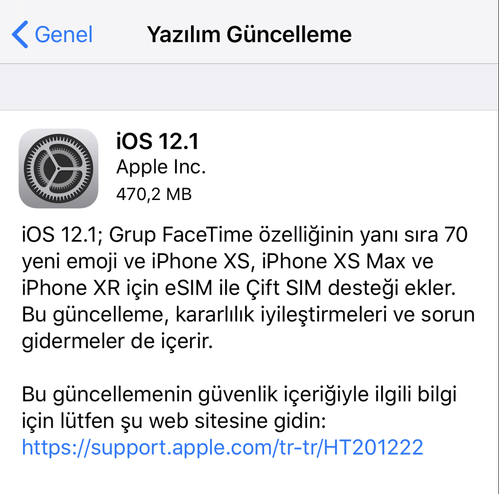 ios 12.1 güncellemesi