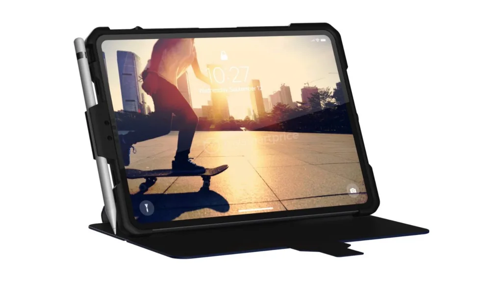 Yeni iPad Pro için hazırlanan kılıf taslakları tam ekran tasarımı gösteriyor