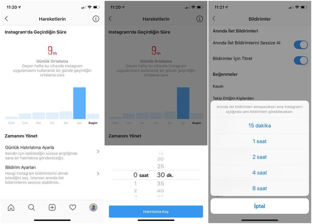 instagram hareketlerin