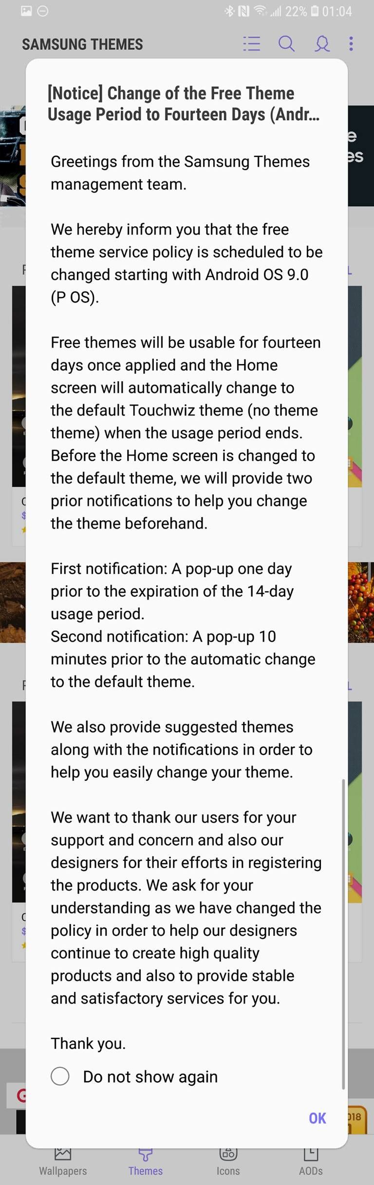 Samsung Android 9 Pie ile ücretsiz tema kullanımını 14 günle sınırlayacak