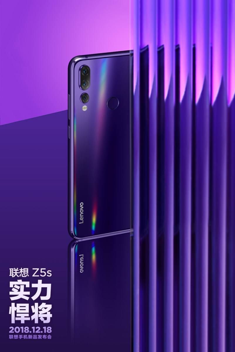 Lenovo Z5s için hazırlanan tanıtım görselleri üç renk seçeneğini gösteriyor