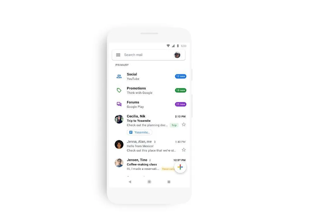 Google yeni Gmail tasarımını mobil uygulamalarına götürüyor