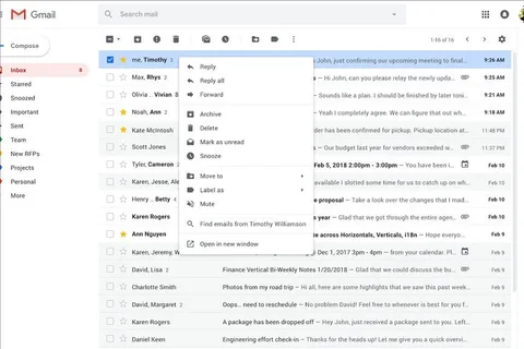 Gmail kullanıcıları sağ tıklatmayla çok daha fazla şey yapabilecek