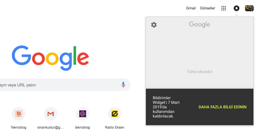 Google bildirim gösterme aracıyla vedalaşıyor