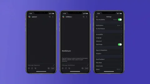 Slack koyu renk modu için testlere iOS uygulamasında başladı