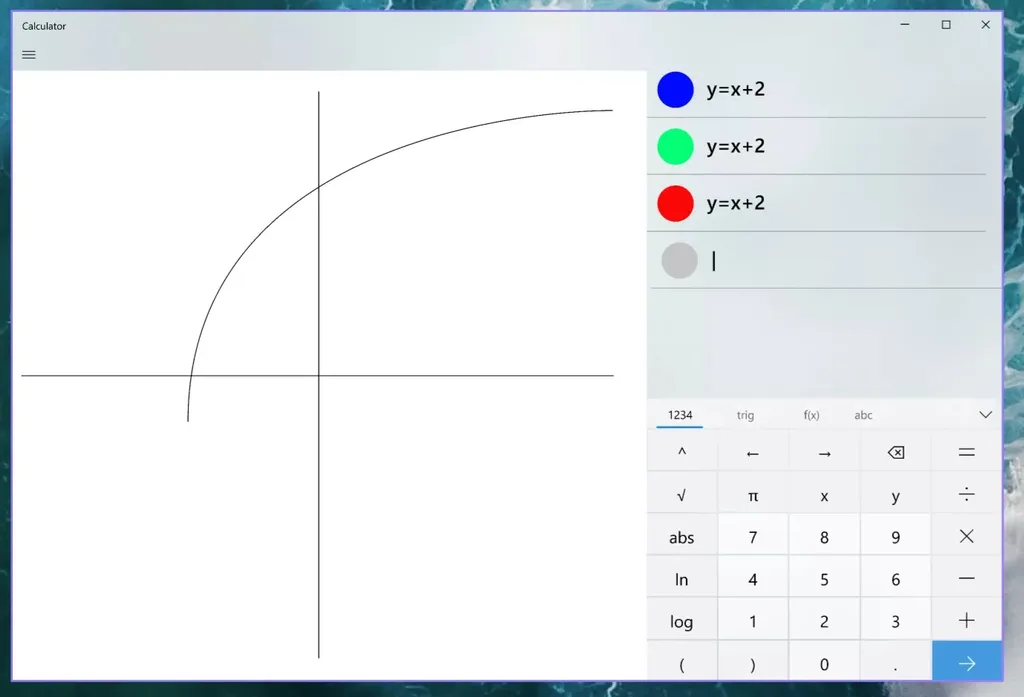 Windows 10 Hesap Makinesi matematiksel grafikleri çizebilecek