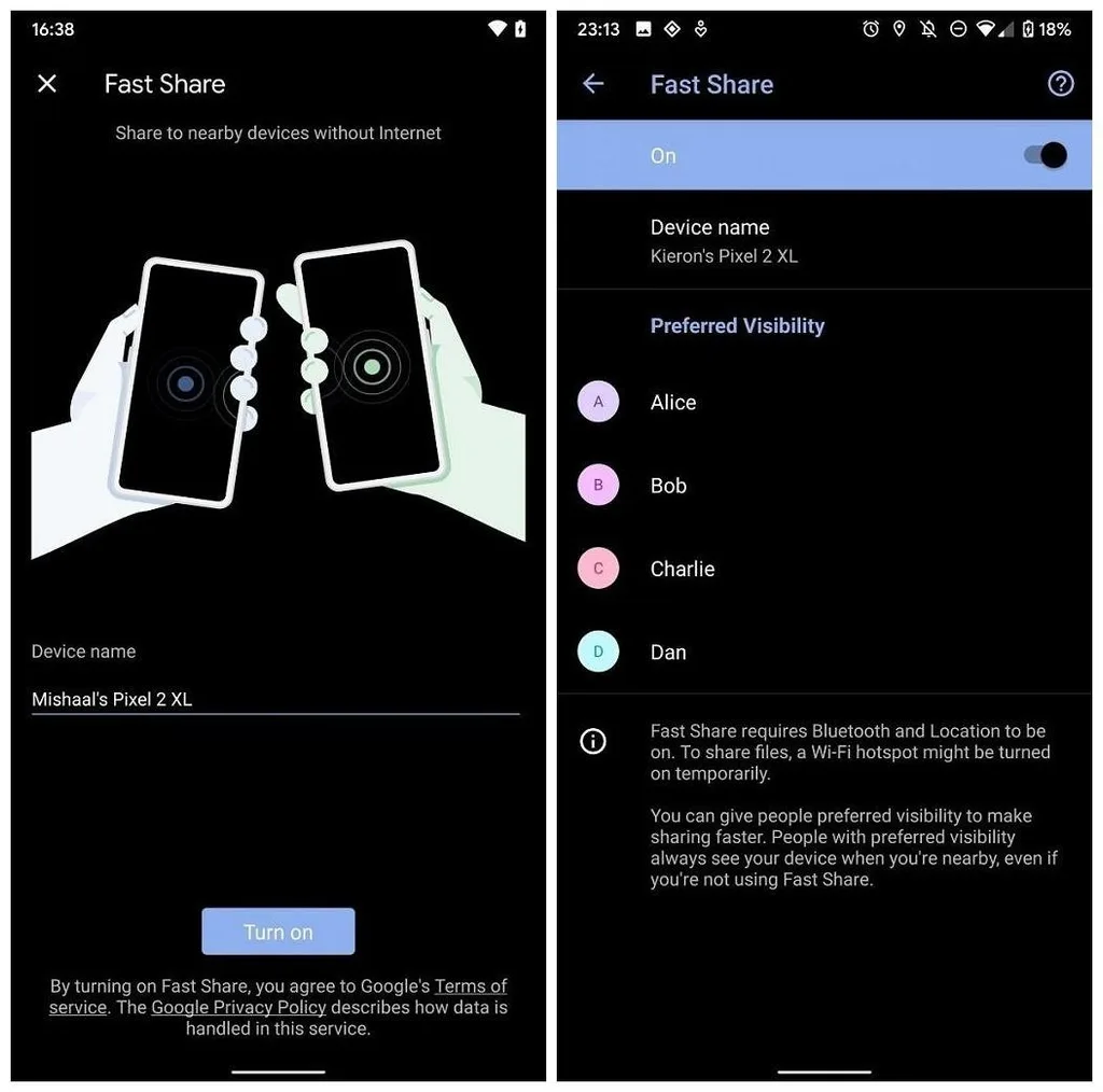 Android AirDrop’a Fast Share ile yanıt verecek