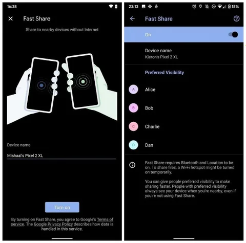 Android AirDrop’a Fast Share ile yanıt verecek