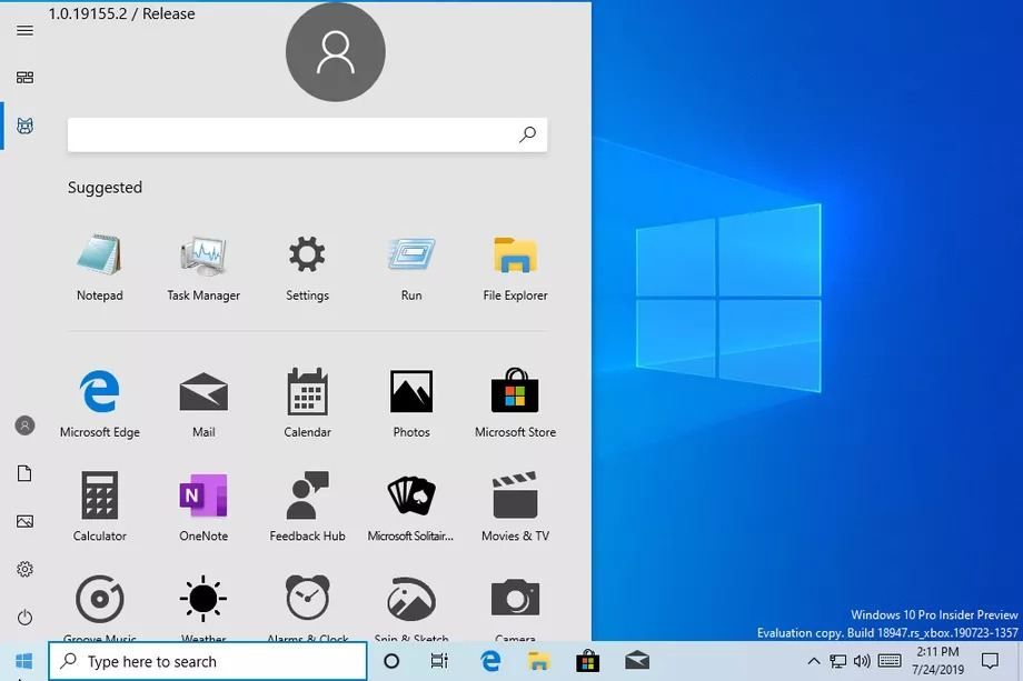 windows 10 baslat menusu