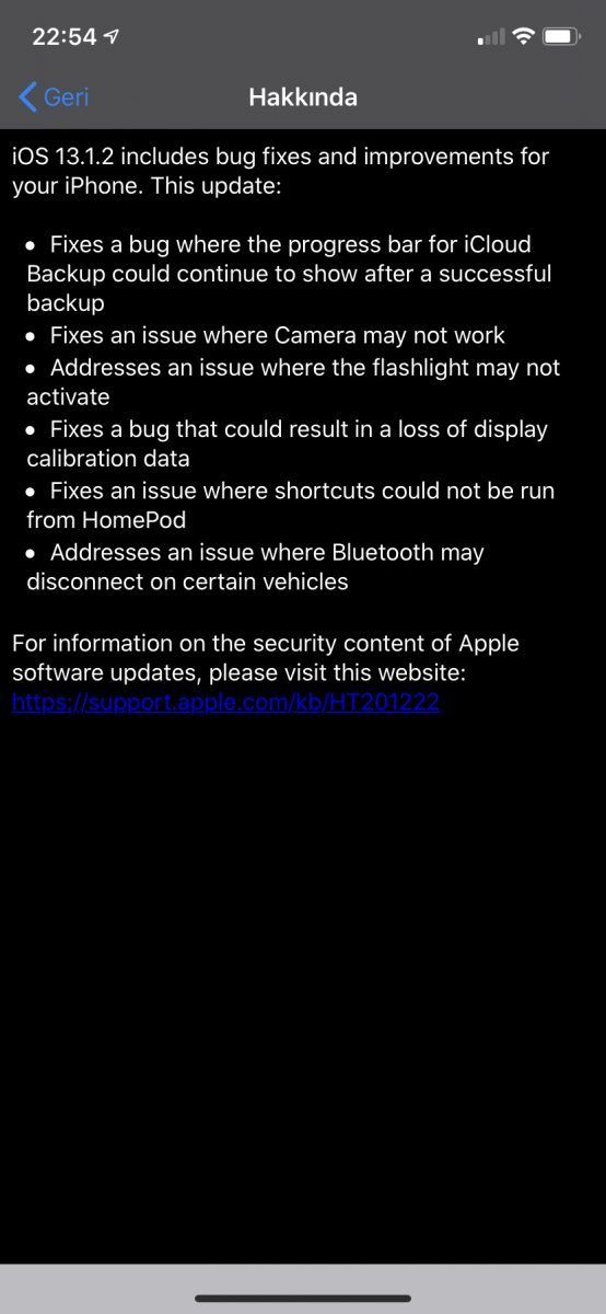 ios 13.1.2 hakkında