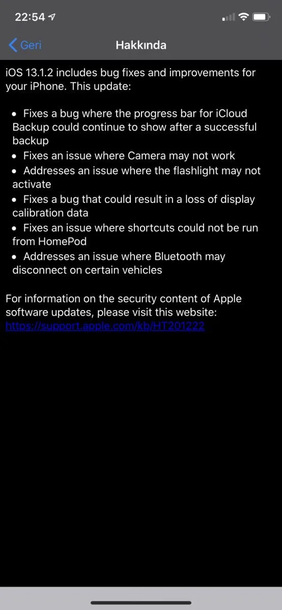 ios 13.1.2 hakkında