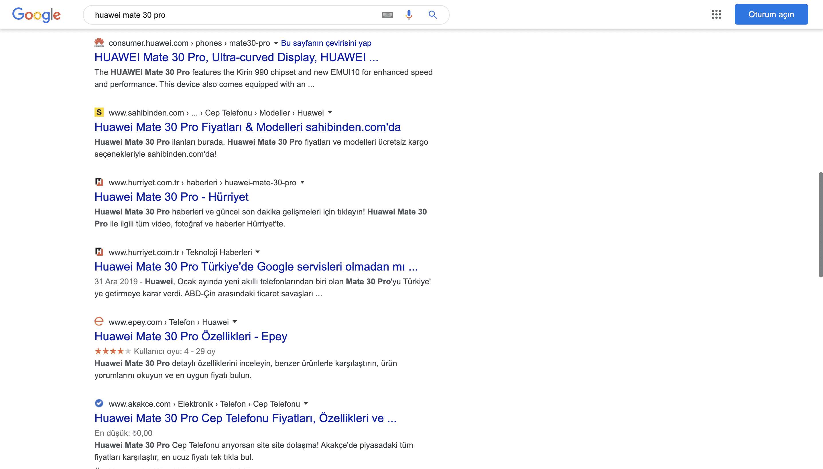 google masaüstü arama sonuç