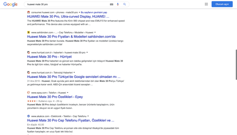 google masaüstü arama sonuç