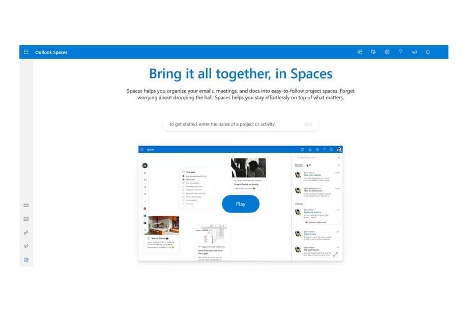microsoft outlook spaces