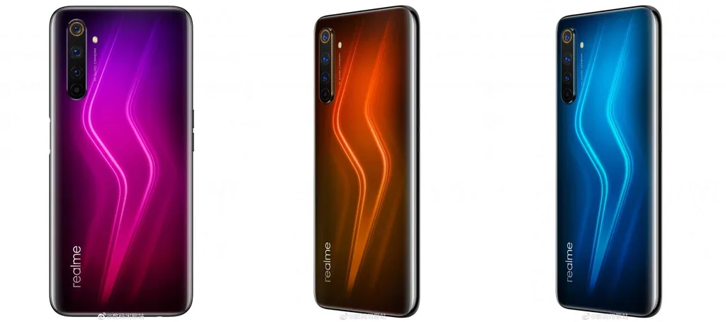Realme 6 Pro fotoğrafları üç renk seçeneğini gösteriyor