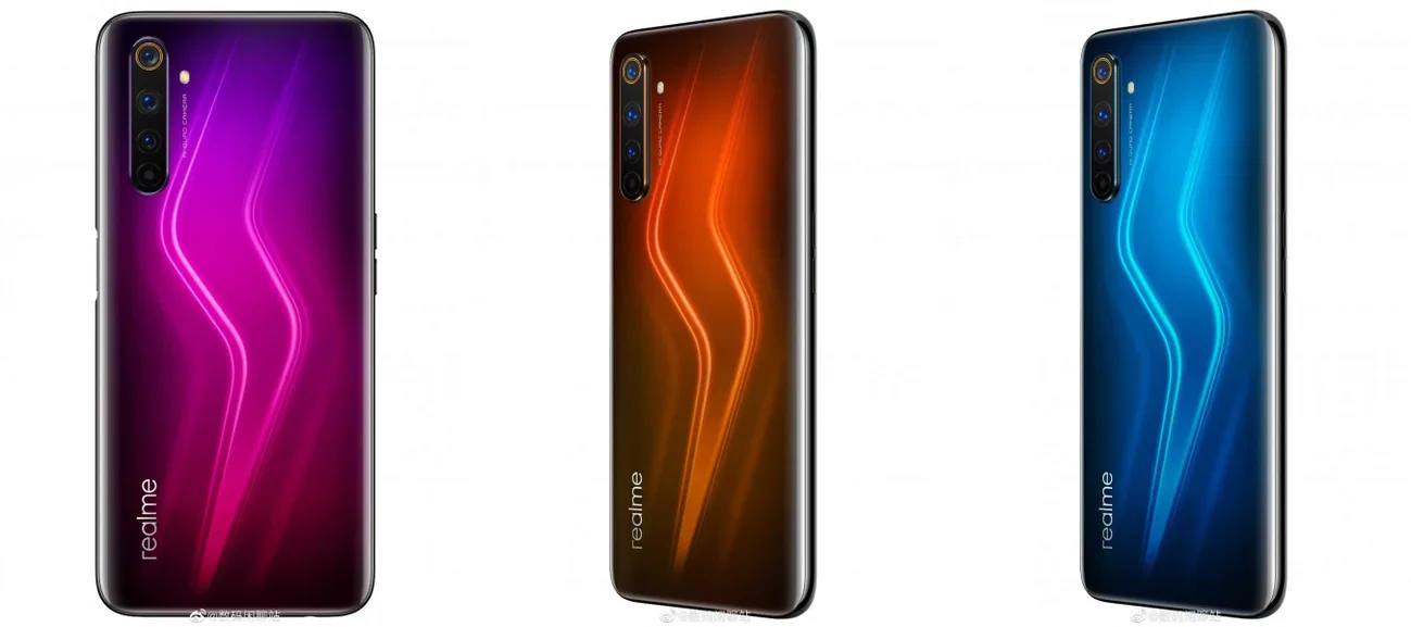 Realme 6 Pro fotoğrafları üç renk seçeneğini gösteriyor