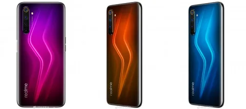 Realme 6 Pro fotoğrafları üç renk seçeneğini gösteriyor